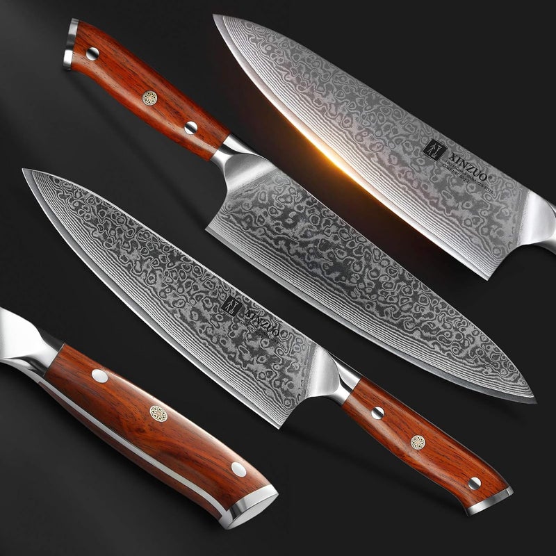 XINZUO Chef Knife 8.3 Inch, VG-10 Super Stainless Steel Gyuto Knife for Professional Chefs and Home Cooking, Ultra Sharp Kitchen Knife with Rosewood Handle - Yu Series - Image 2